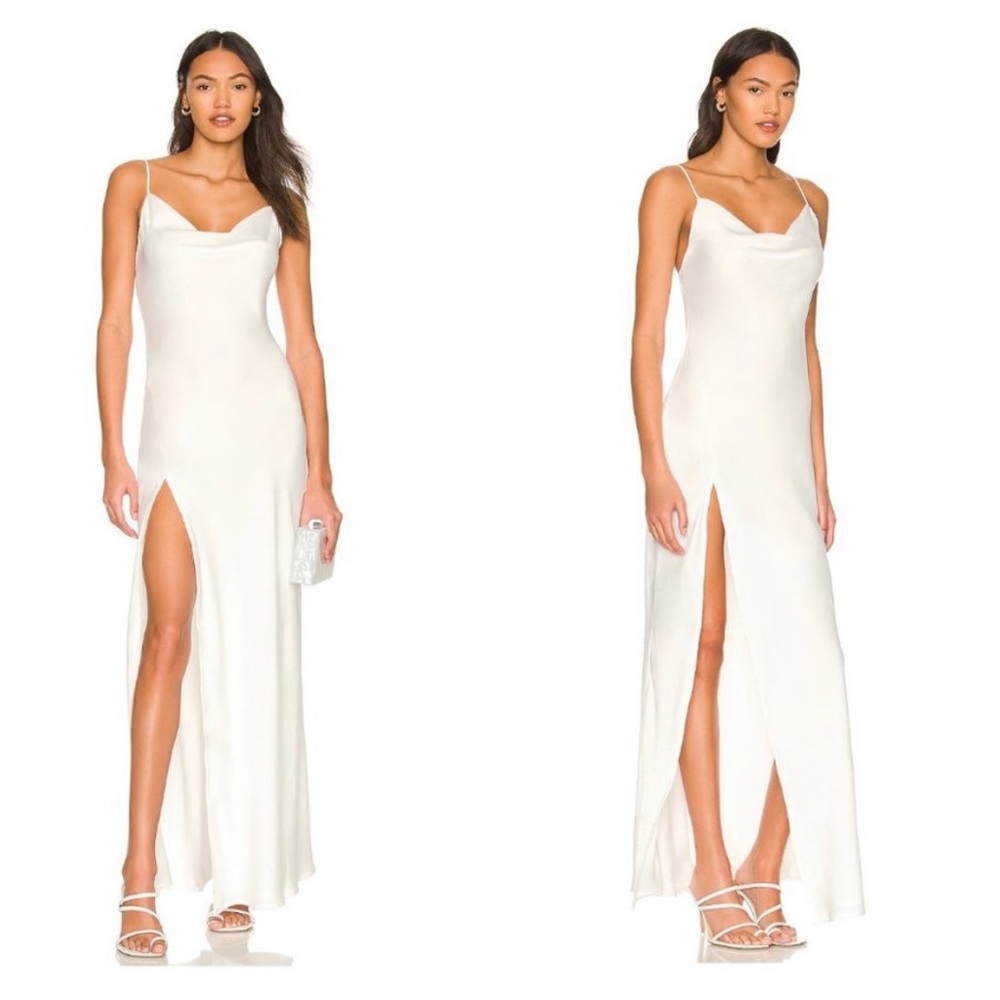 Resa River Cowl Neck Maxi Slip Dress White Size XS